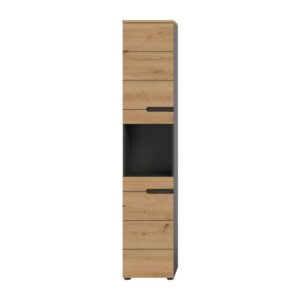 wohnli-moebel-suche-M26122597 Wohnli Möbelsuche - Badezimmerschrank mit 2 Türen und 1 Nische H193 cm - Holzdekor hell