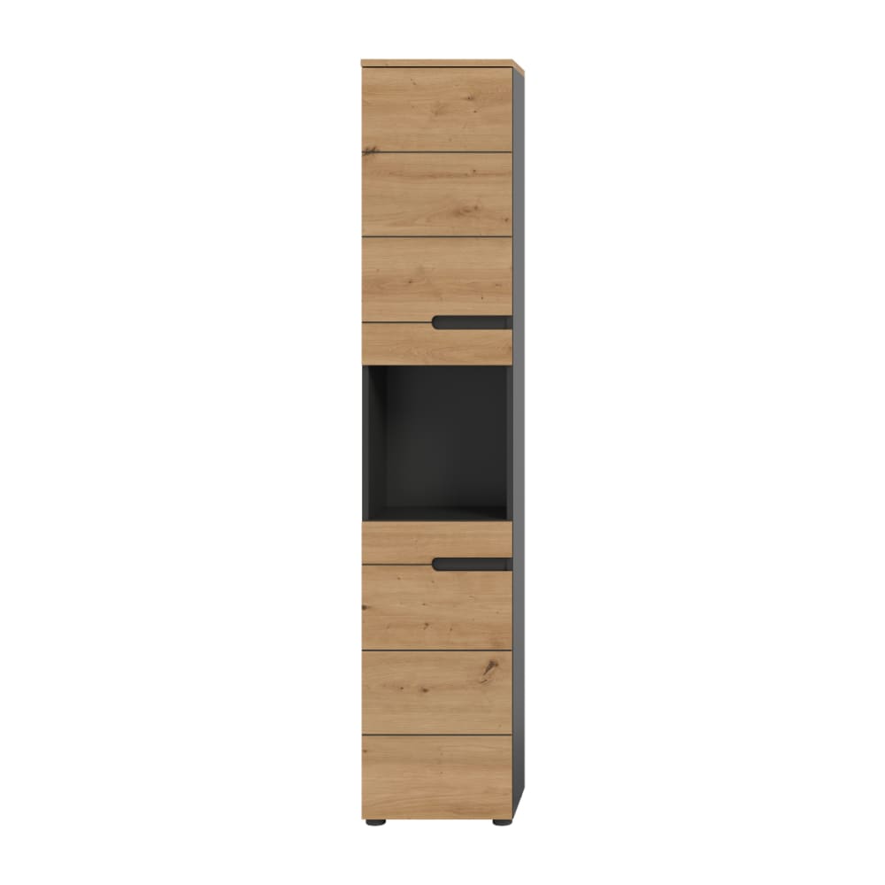 wohnli-moebel-suche-M26122597 Wohnli Möbelsuche - Badezimmerschrank mit 2 Türen und 1 Nische H193 cm - Holzdekor hell
