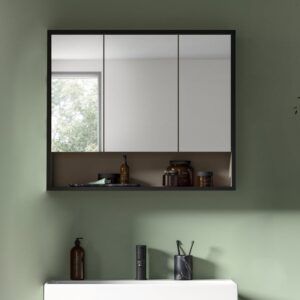 wohnli-moebel-suche-M26122602-1 Hängeschrank mit 3 Spiegeltüren und 1 Nische Kaschmir L80 cm - Beige 80x68x19cm Spanplatte Beige Calicosy Möbel Badezimmermöbel Badezimmerregale