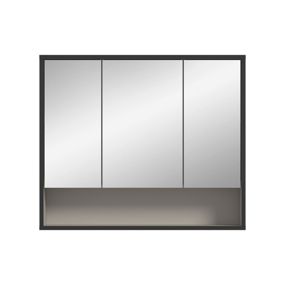 wohnli-moebel-suche-M26122602 Wohnli Möbelsuche - Hängeschrank mit 3 Spiegeltüren und 1 Nische Kaschmir L80 cm - Beige