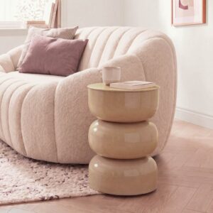 wohnli-moebel-suche-M26122616-1 Beistelltisch aus lackiertem Metall H50 cm - Kaschmir 36x50x36cm Metall Beige Calicosy Möbel Wohnzimmermöbel Beistelltische