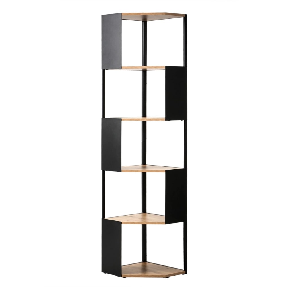 wohnli-moebel-suche-M26122619 Wohnli Möbelsuche - Eckregal mit 5 Ebenen und Seiten aus schwarzem Metall H172 cm