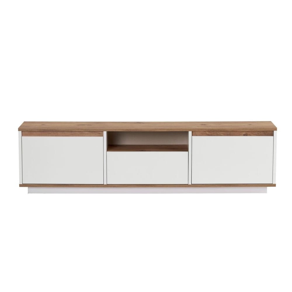wohnli-moebel-suche-M26122623 Wohnli Möbelsuche - TV-Möbel mit 3 Klappen und 1 Nische L160 cm - Weiß und Holzdekor