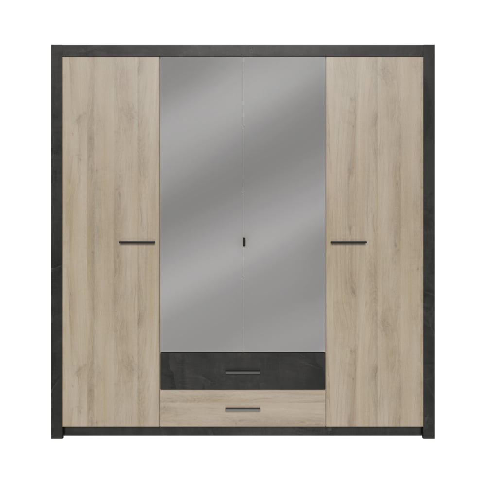 wohnli-moebel-suche-M26122627 Wohnli Möbelsuche - Viertüriger Kleiderschrank mit 2 Schubladen L198 cm -