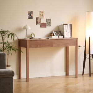 Schreibtisch 2 Schubladen aus Nussbaumholz 40x78x110cm Holz Braun Nordlys Möbel Büromöbel Schreibtische
