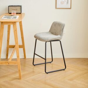 wohnli-moebel-suche-M26122770-1 Barhocker (2er Set) aus Metall und Grauem Cord-Samt 50x87x49cm Stoff Grau Nordlys Möbel Esszimmermöbel Barhocker