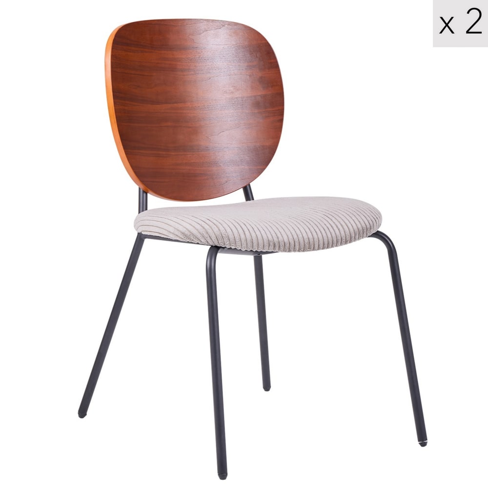wohnli-moebel-suche-M26122777 Wohnli Möbelsuche - Esszimmerstühle (2er Set) aus Metall und Cord Grau