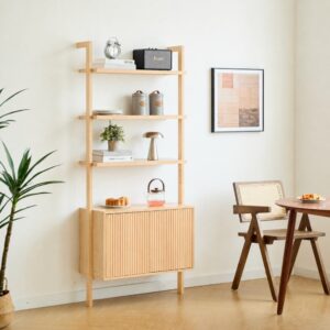 Bücherregal aus Kiefernholz mit 3 Ebenen und 2 Fächern 34x183x79cm Holz Braun Nordlys Möbel Wohnzimmermöbel Regale