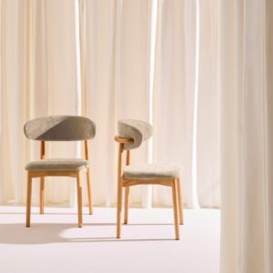 Wohnli Möbelsuche - 2er-Set Stühle aus Heveaholz natur mit Bezug taupe