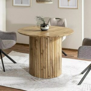 wohnli-moebel-suche-M26122891-1 Esstisch mit zentralem Bein und Platte aus Eichenfurnier 100x75x100cm Holz Braun MSO Möbel Esszimmermöbel Esstische