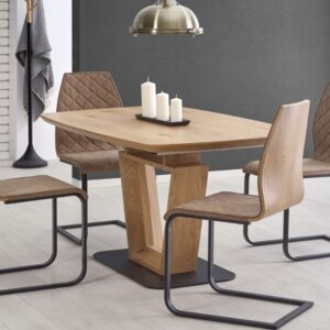 Ausziehbarer Designer-Esstisch in Holzfarbe 160/220x90cm 160x76x90cm Spanplatte Braun MSO Möbel Esszimmermöbel Esstische