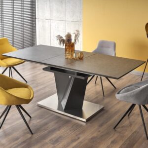 wohnli-moebel-suche-M26122929-1 Esstisch mit Glasplatte und grauem Metallbein 160–200 cm 160x77x90cm Glas Grau MSO Möbel Esszimmermöbel Esstische