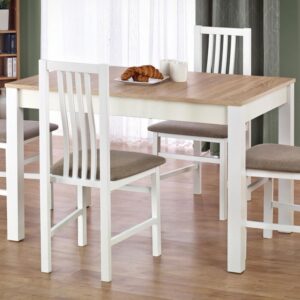 wohnli-moebel-suche-M26122936-1 Esstisch in Weiß und Sonoma-Eichenoptik 120x76x120cm Holz Weiß MSO Möbel Esszimmermöbel Esstische