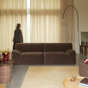 wohnli-moebel-suche-M26123259-1 Modulares 3-Sitzer-Sofa mit Armlehnen aus braunem Stoff 240x73x96cm Holz Braun Tikamoon Sofas und Sessel Sofas Modulare Sofas