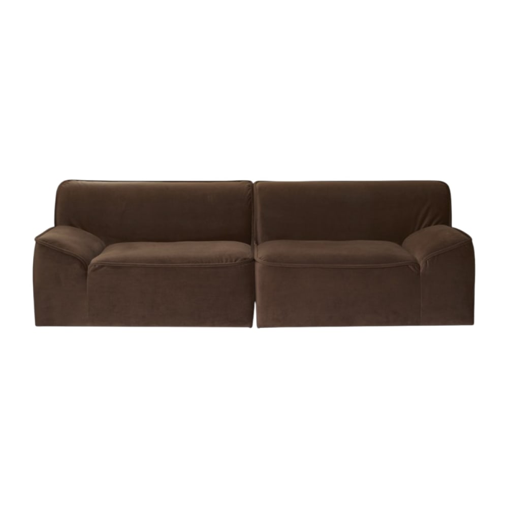 Wohnli Möbelsuche - Modulares 3-Sitzer-Sofa mit Armlehnen aus braunem Stoff