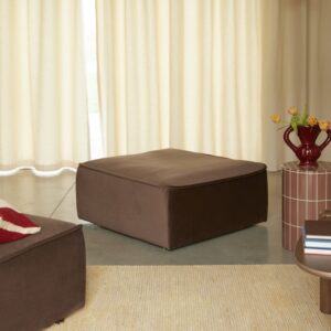 wohnli-moebel-suche-M26123273-1 Fußhocker aus braunem Stoff 96x43x89cm Holz Braun Tikamoon Sofas und Sessel Sessel, Poufs und Fußbänke Fußbänke