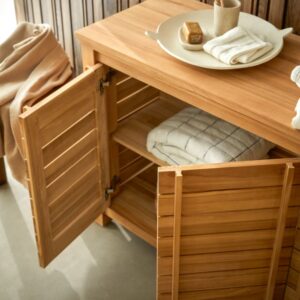 wohnli-moebel-suche-M26123283-1 Aufbewahrungsmöbel aus massivem Teakholz 90 cm 90x80x45cm Holz Beige Tikamoon Möbel Badezimmermöbel Badezimmerschränke