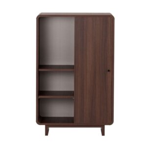 wohnli-moebel-suche-M26124652 Wohnli Möbelsuche - Hohe Anrichte 1 Tür 3 offenen Fächern B70 cm - Nussbaumdekor