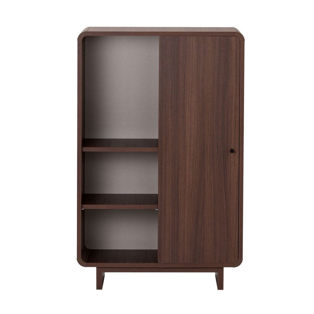 wohnli-moebel-suche-M26124652 Wohnli Möbelsuche - Hohe Anrichte 1 Tür 3 offenen Fächern B70 cm - Nussbaumdekor