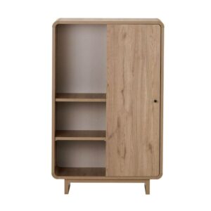 wohnli-moebel-suche-M26124653 Wohnli Möbelsuche - Hohe Anrichte 1 Tür 3 offenen Fächern B70 cm - Eichenoptik Dekor