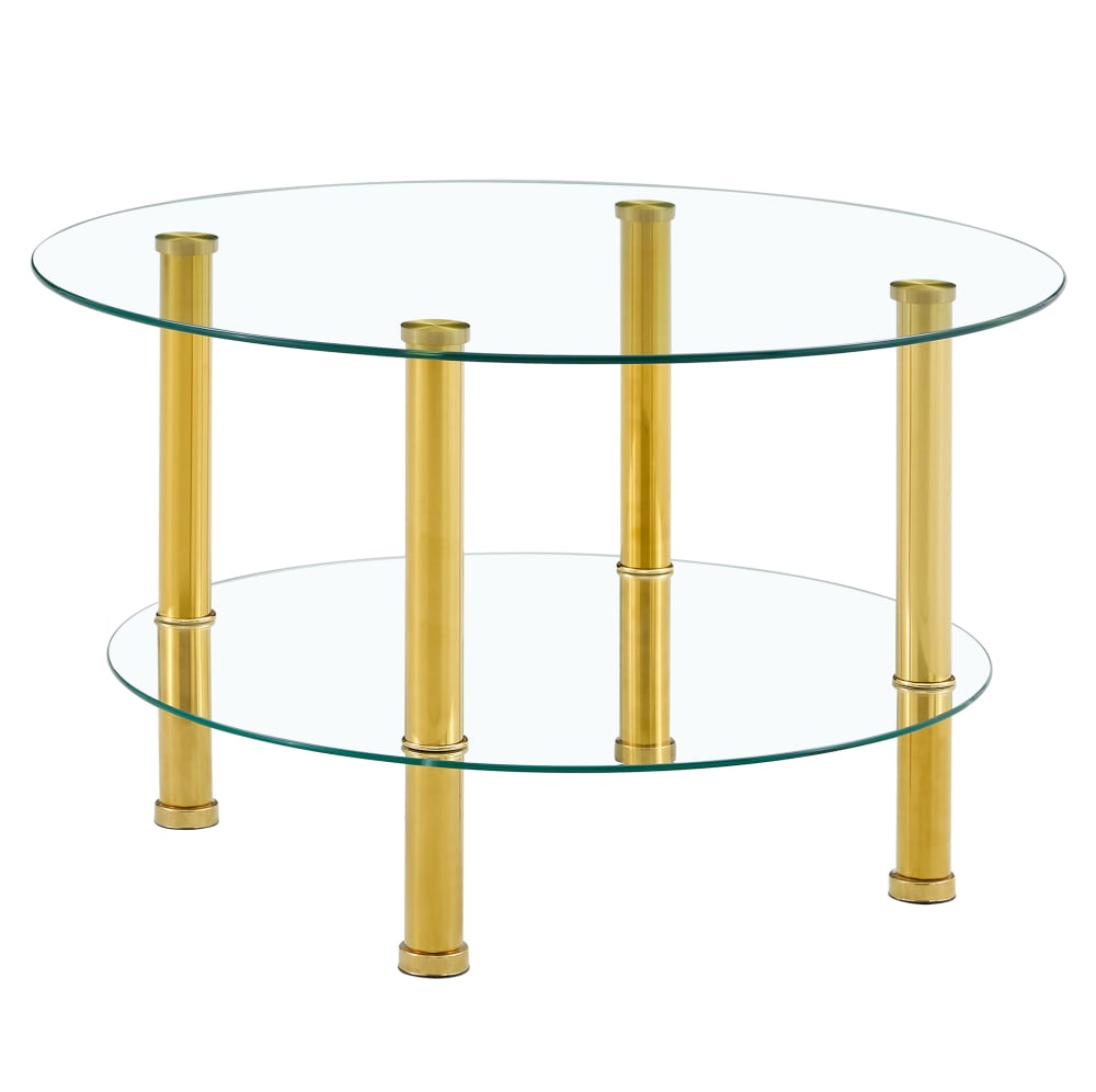 Wohnli Möbelsuche - Couchtisch aus Glas und Metall mit 2 Ebenen 70x70x42 cm