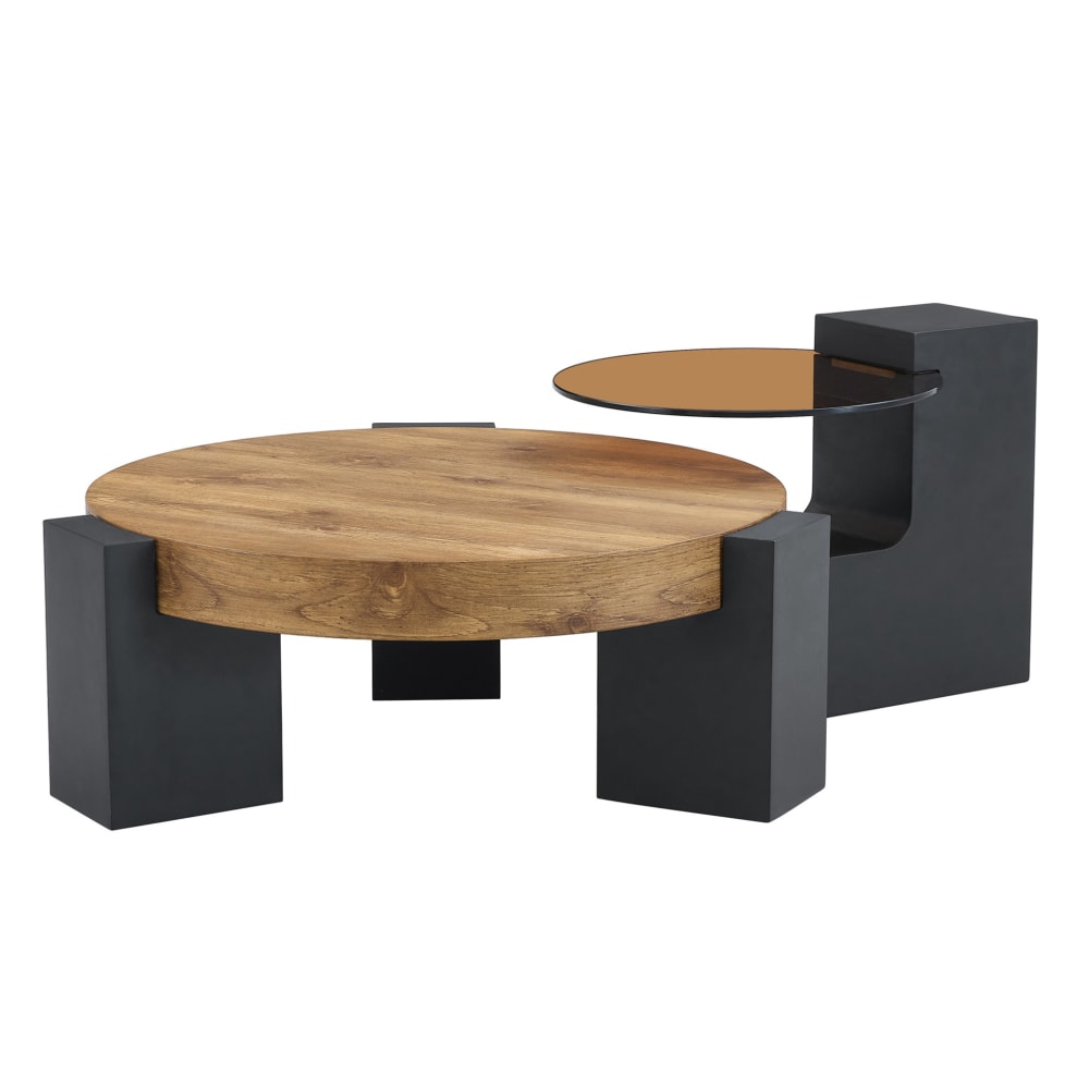 wohnli-moebel-suche-M26124767 Wohnli Möbelsuche - 2-teiliges Couchtisch-Set aus Glas MDF rund 61 cm