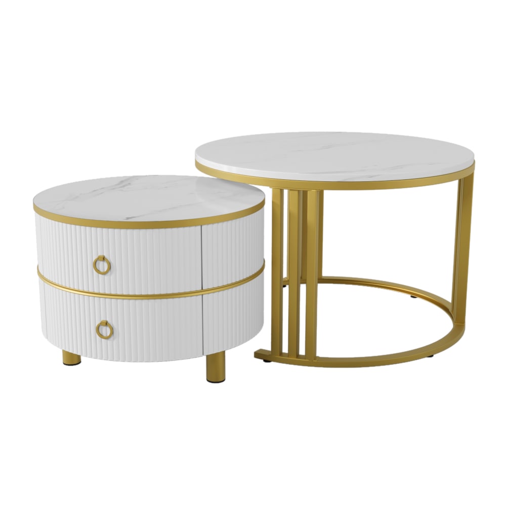 wohnli-moebel-suche-M26124792 Wohnli Möbelsuche - 2-teiliger Couchtisch aus MDF mit 2 Schubladen 70x70x46 cm