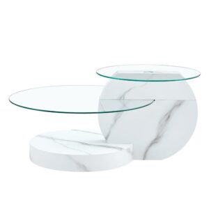 Wohnli Möbelsuche - Couchtisch aus MDF und Glas mit 2 Ebenen 70 cm