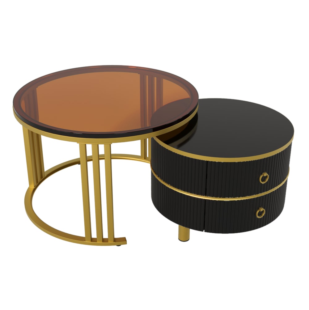wohnli-moebel-suche-M26124829 Wohnli Möbelsuche - 2er Couchtisch-Set aus MDF mit Schubladen 70x70x45 cm