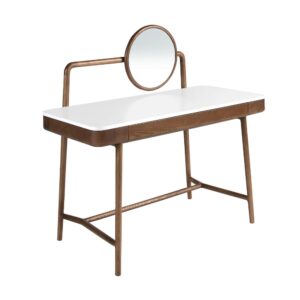 wohnli-moebel-suche-M26124843 Wohnli Möbelsuche - Schminktisch-Schreibtisch aus Nussbaum mit weißer Holzplatte