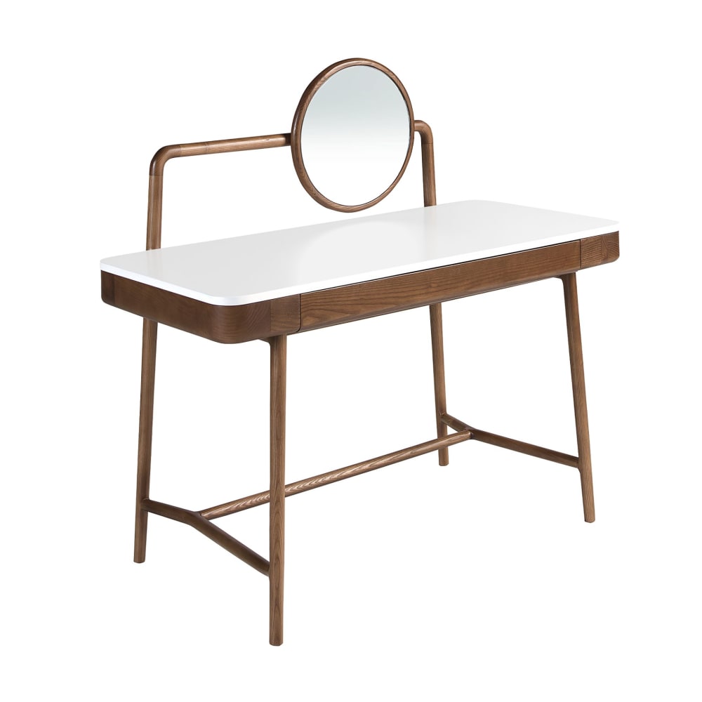 wohnli-moebel-suche-M26124843 Wohnli Möbelsuche - Schminktisch-Schreibtisch aus Nussbaum mit weißer Holzplatte