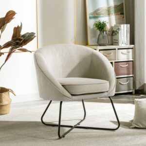 Loungesessel aus beigem Stoff 68x76x63cm Stoff Beige Moloo Sofas und Sessel Sessel, Poufs und Fußbänke Sessel