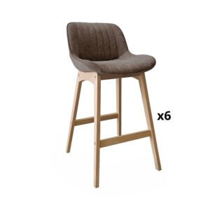 wohnli-moebel-suche-M26125816-1 Barhocker-Set Eiche & Cord-Samt H75cm 49x100x54cm Holz Braun Mob In Möbel Esszimmermöbel Barhocker