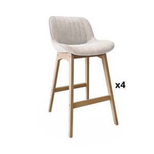 wohnli-moebel-suche-M26125825-1 Barhocker-Set Eiche & Cord-Samt H75cm 49x100x54cm Holz Beige Mob In Möbel Esszimmermöbel Barhocker