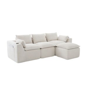 wohnli-moebel-suche-M26126085 Wohnli Möbelsuche - Modulares 3-Sitzer Sofa mit Hocker und Kissen aus Chenille