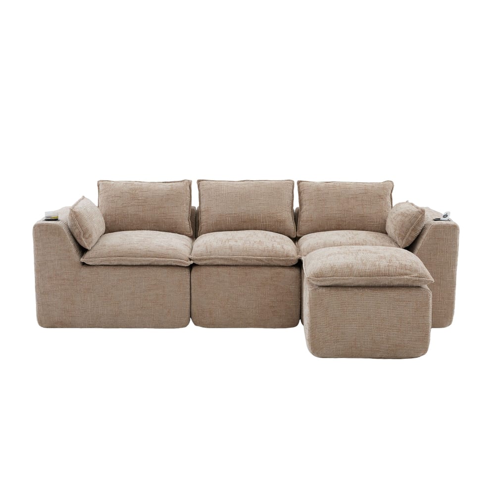wohnli-moebel-suche-M26126089 Wohnli Möbelsuche - Modulares 3-Sitzer Sofa mit Hocker und Kissen aus Chenille