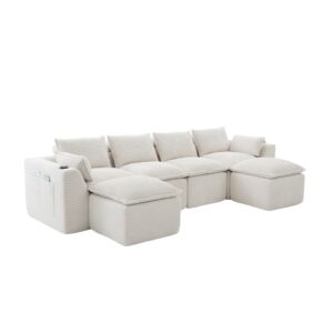 wohnli-moebel-suche-M26126107 Wohnli Möbelsuche - Modulares 4-Sitzer-Sofa mit 2 Hockern und Kissen