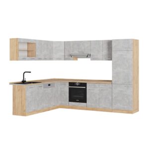 wohnli-moebel-suche-M26126212 Wohnli Möbelsuche - Eckküche ohne Arbeitsplatte Beton/Goldkraft Eiche 227x207cm