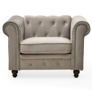 wohnli-moebel-suche-M26126831 Wohnli Möbelsuche - Grand fauteuil Chesterfield - Sessel mit Samtbezug Taupe