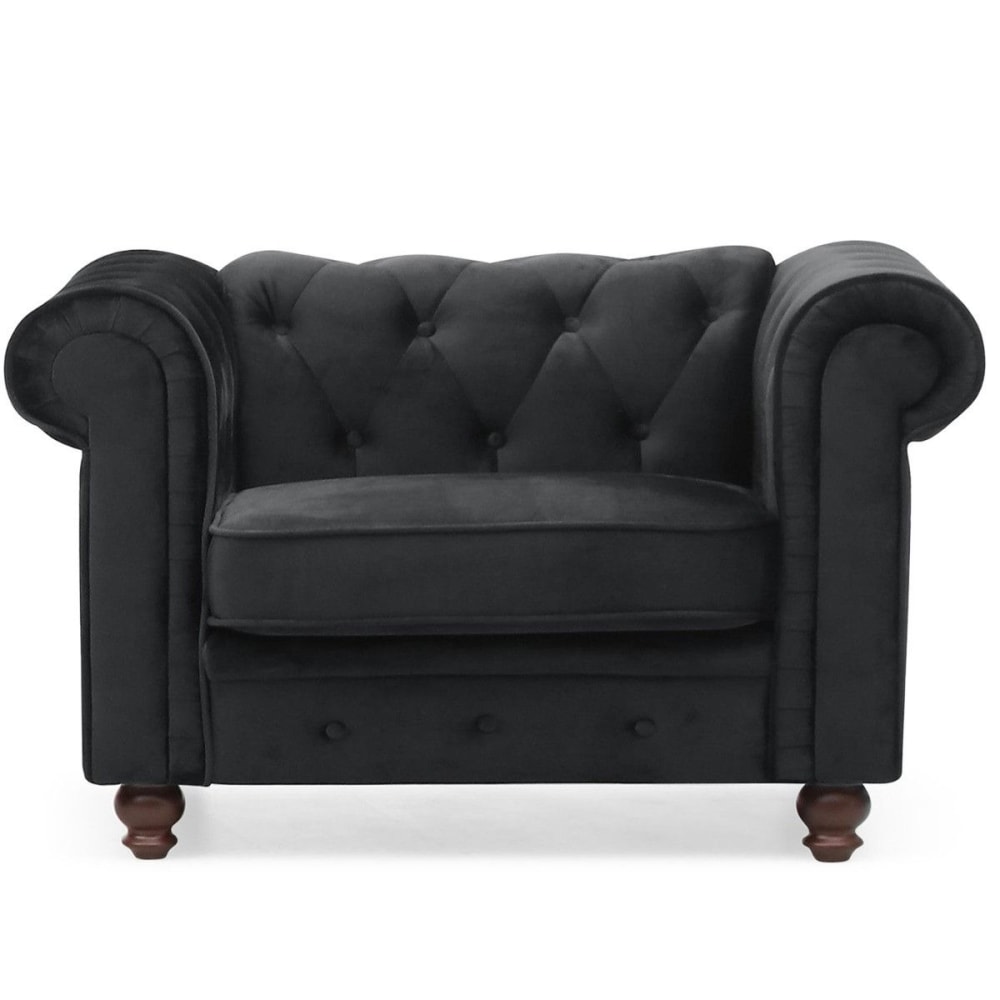 wohnli-moebel-suche-M26126845 Wohnli Möbelsuche - Grand fauteuil Chesterfield - Sessel mit Samtbezug Schwarz