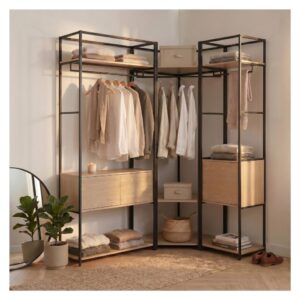 3er Set Eckkleiderständer Holz Metall 220x200 Schränke 110x200x40cm Spanplatte Braun Mob In Möbel Schlafzimmermöbel Kleiderschränke
