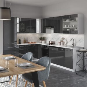 wohnli-moebel-suche-M26128260-1 Eckküche ohne Arbeitsplatte Anthrazit Hochglanz/Weiß 287x81.6cm 287x207x52cm Spanplatte Schwarz Vicco Möbel Küchenmöbel Küchenunterschränke