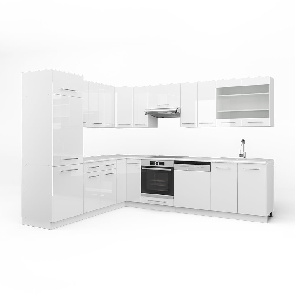 wohnli-moebel-suche-M26128261 Wohnli Möbelsuche - Eckküche ohne Arbeitsplatte Weiß Hochglanz/Weiß 287x81.6cm