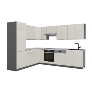 wohnli-moebel-suche-M26128300 Wohnli Möbelsuche - Eckküche ohne Arbeitsplatte GrauBeige/Anthrazit 287x81.6cm