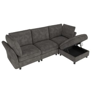 wohnli-moebel-suche-M26130241 Wohnli Möbelsuche - Ecksofa aus Chenille mit Hocker und Stauraum 225x137x84 cm