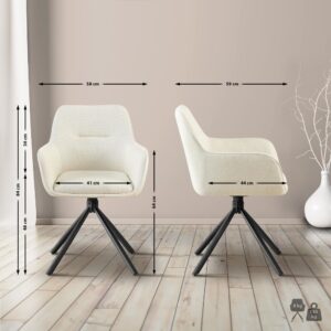 wohnli-moebel-suche-M26132388-1 Esszimmerstuhl drehbar aus Stoff creme 59x84x58cm Stoff Beige CLP Möbel Esszimmermöbel Stühle