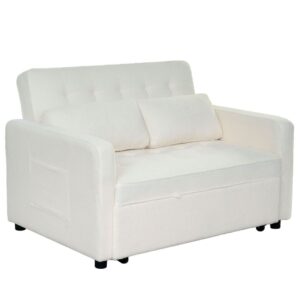 wohnli-moebel-suche-M26132648-1 2-Sitzer Schlafsofa Komaria Bouclé-Stoff Creme 133x87x94cm Stoff Beige Menzzo Sofas und Sessel Sofas 2-Sitzer-Sofas & 3-Sitzer-Sofas