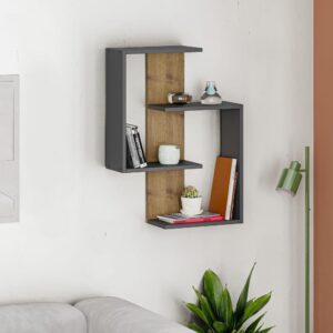 wohnli-moebel-suche-M26132719-1 Wandregal aus Holz ''Paranoid'' - 64 x 22 x 85 cm - AnthrazitEiche 64x85x22cm Holz Braun Habitat & Jardin Möbel Wohnzimmermöbel Regale