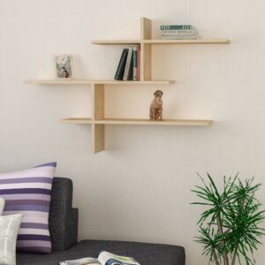 wohnli-moebel-suche-M26132731-1 Wandregal aus Holz ''Leo'' - 123 x 22 x 80 cm - Eiche 123x80x22cm Holz Beige Habitat & Jardin Möbel Wohnzimmermöbel Regale