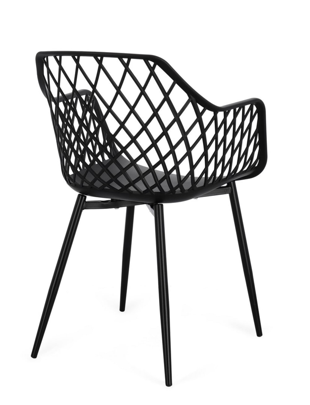 Set mit 6 Esszimmerstühlen aus Stahl und schwarzem Polypropylen 54x86x58cm Stahl Schwarz Bizzotto Möbel Esszimmermöbel Stühle